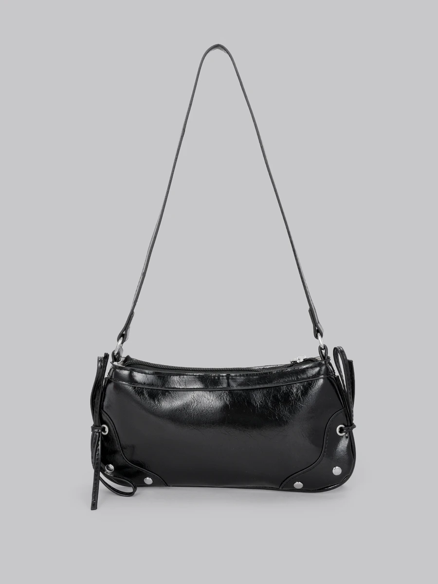 DareSee 1pc Vintage Bow Decor Crossbody/Underarm Baguette Bag, Suitable For Dates, Outings, Parties And More Back To School - Black - View 1