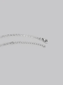 DareSee Vintage Gothic Style Y2K Red Heart & Thorn Pendant Necklace, Stainless Steel Chain Necklace, Y2K Style Necklace For Women Back To School - Silver - View 5