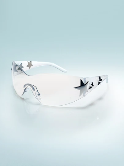 Rollcall 一副Y2K时尚超大号多色眼镜，运动时尚星空图案，波西米亚风时尚眼镜，适合夏季派对和旅行，沙滩配饰，派对，情人节礼物，夏季海滩度假，户外旅行，Y2K街头风超大环绕式镜框，适合音乐节和返校季