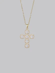 DareSee 1pc New Luxury Delicate Size 10 Full Rhinestone Sparkling 14K Gold Waterproof Fashionable Versatile Women's Necklace Halloween - Necklace - View 1