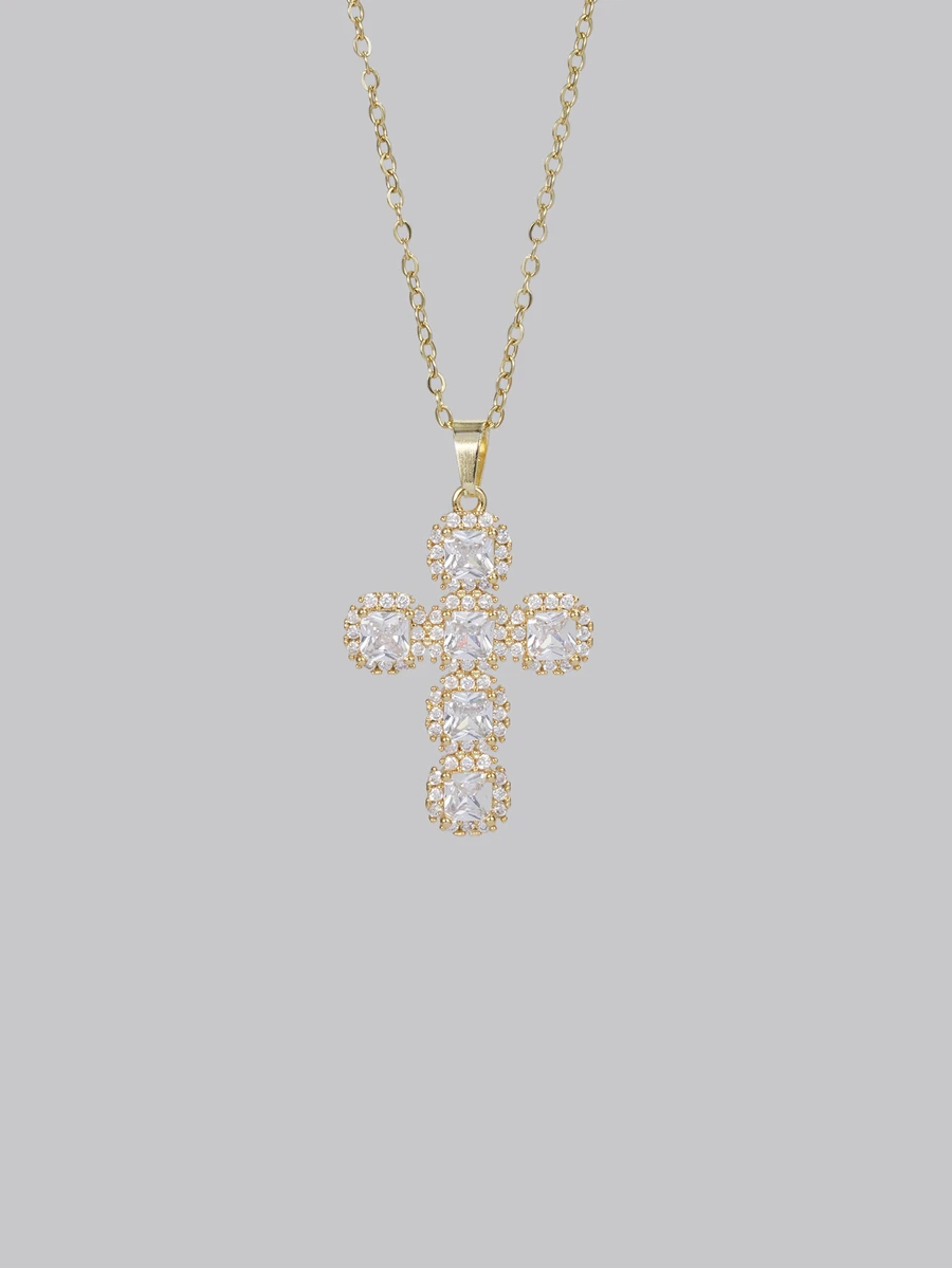 DareSee 1pc New Luxury Delicate Size 10 Full Rhinestone Sparkling 14K Gold Waterproof Fashionable Versatile Women's Necklace Halloween - Necklace - View 1