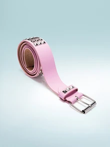 Punk Style European And American Fuchsia Rivet Waist Belt Buckle Hip Hop Accessory Summer, School Fall, Autumn, Halloween - Pink - View 4