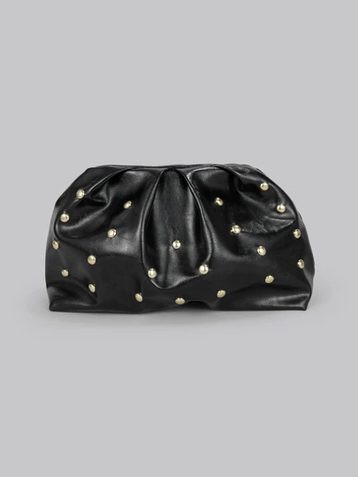 DareSee Túi xách xếp ly đinh tán cổ điển tối giản màu trơn, túi xách thời trang thích hợp sử dụng hàng ngày và dự tiệc, dịp lễ tình nhân