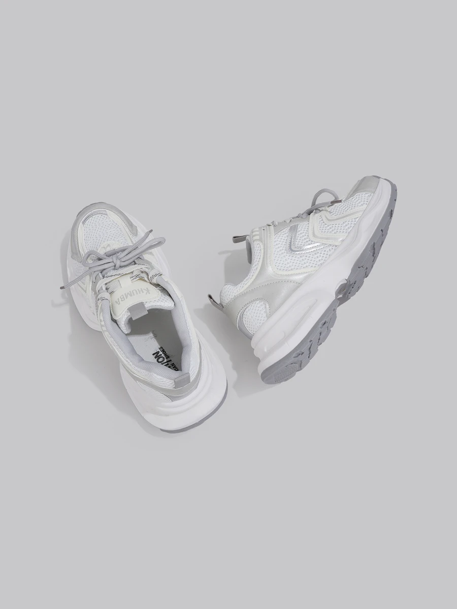 DareSee 女士厚底厚底运动鞋，2025年新款春夏时尚休闲运动鞋，百搭四季穿着 - 銀色 - 查看 1