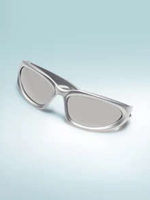 Rollcall Kính thời trang cá nhân hóa Cyber Y2K Silver Millennium, Unisex - Xám - Xem 2