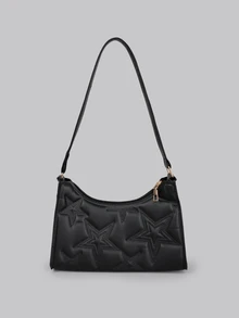 DareSee Bolsa De Ombro Pentagrama De Luxo Leve Simples De Cor Sólida - Preto - Visão 1