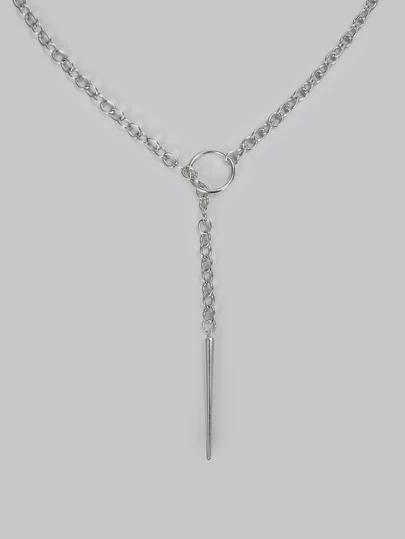 DareSee 1pc Punk Style O-Ring Rivet Pendant Necklace, Unisex Hiphop Open Circle Necklace, Minimalist Streetwear Party Accessory
