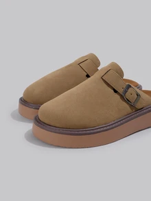 DareSee 女士春季新款圆头厚底舒适套脚休闲时尚穆勒鞋 - 棕色 - 查看 4