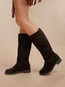 Tropiscape 2025 秋冬女士时尚过膝靴，黑色一键隐形坡跟，休闲度假旅行日常穿着 - 黑色 - 查看 4