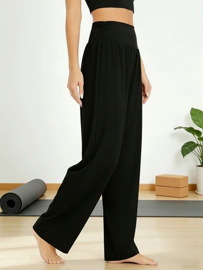 Pantalones casuales de cintura alta y peso ligero para mujer, pantalones anchos y sueltos con elástico, pantalones jogger para uso diario, mallas de yoga y fitness, pantalones deportivos para correr al aire libre