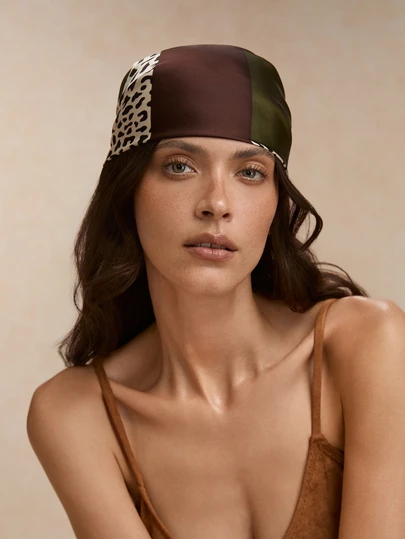 Tropiscape 1 件女士仿丝印花 70 厘米方形围巾，时尚简约头巾风格围巾，适合商务会议、休闲旅行、节日和派对