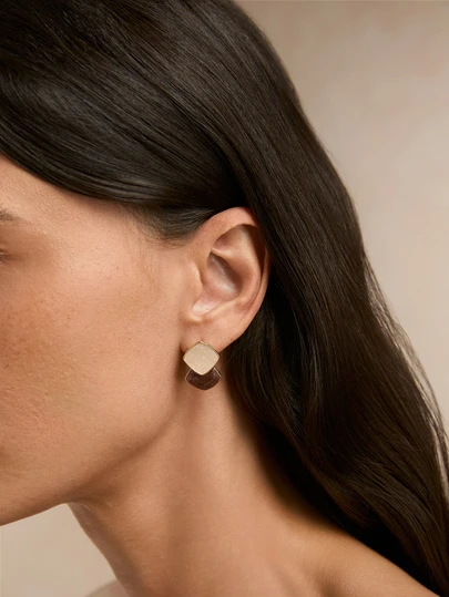 Tropiscape 2入組優雅極簡風格拼色設計耳環適合女士,合適的適用於日常穿著和派對