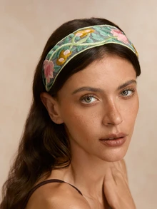 Tropiscape 3pcs Flower Print Boho Polyester Braided Embroidery Hair Hoop, Headbands ,Hairband For Women Hair Accessories Head Accessories Cottagecore,SummerOutfit - Multicolor - View 4