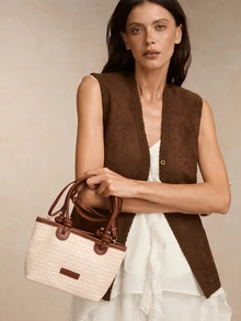 Tropiscape Túi đeo chéo một bên vai dệt kim dành cho nữ năm 2025, Túi tote đi nghỉ có sức chứa lớn, Túi xách đi biển để đi làm - Màu be - Xem 3