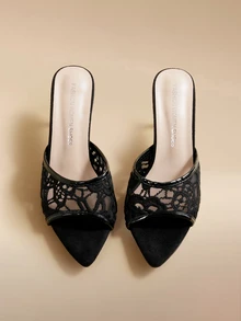Giày cao gót màu đen dành cho nữ, Sandals mũi nhọn thanh lịch - màu đen - Xem 4