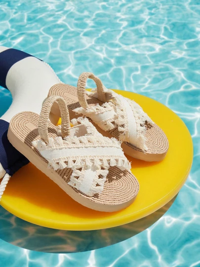 Women Chunky Heel Low Heel Wedge Sandals, Criss Cross Strap Open Toe Versatile Casual Slip-On Beach Travel Summer Bohemian Gladiator Sandals, Colorblock