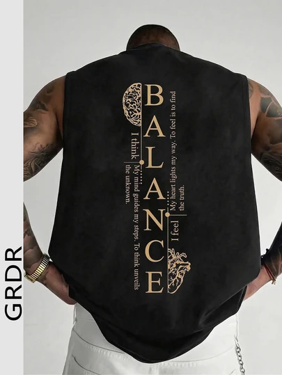 GRDR 1 chiếc áo tank top nam cổ tròn in họa tiết, kiểu dáng thường ngày, thích hợp cho mùa hè.