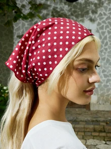 Hatastic 1 pièce Bandana triangle à pois rouge vin, bandeau pour cheveux, accessoires pour cheveux pour femmes, pour tenues de vacances, foulard de tête thermique chaud pour femme, festival de musique, Halloween, automne hiver - Rouge - Voir 4