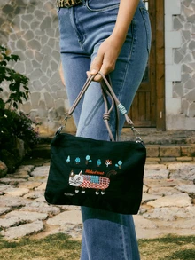 Fashionable Luxurious Composite Fabric Animal Print Women's Underarm Tote Bag, Versatile Music Fest - Black - View 5
