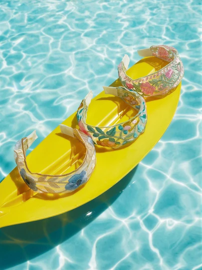 3pcs Women Elegant Versatile Embroidered Flower Headbands, Suitable For Daily, Commute, School, Work, Beach, Party, Holiday, Mother's Day Gift Beauty Home Hair Accessories