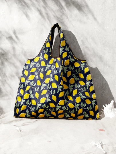 Bolso de compras con estampado de limón, mochila escolar, de gran capacidad, ligera, portátil, estilo clásico casual, adecuada para adolescentes, mujeres y estudiantes universitarios, perfecta para volver a la escuela, la universidad, la escuela secundaria, el trabajo, los negocios y el transporte