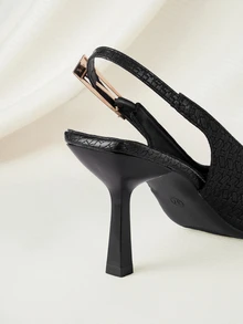 Clariva 女士尖头小猫跟套脚凉鞋 - 黑色 - 查看 3