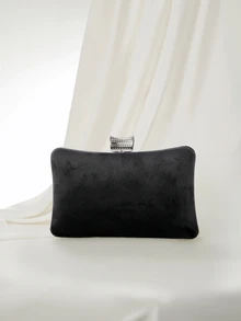 Clariva Damen Glitzernde Minikleine Abendtasche mit Strass-Verzierung und abnehmbarem Kettengurt - Schwarz - Übersicht 2