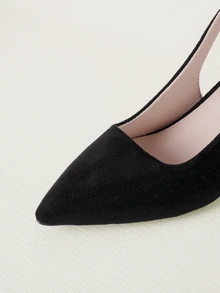 Clariva Women's Spring High Heels, Fashionable Versatile Work Shoes, French Style Summer Sandals - Black Suede - View 5