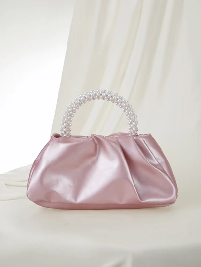 Clariva New Mini Square Pearl Handbag, Shoulder Crossbody Bag, Phone Pouch, Suitable For Wedding Party, Young Professional, Teacher Gift, Teenage Girls, Business Commute, Holiday Travel, Beige Canvas Vintage Contrast Color PU Small Tote Bag, Beach Bag, Travel Essential