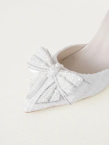 Clariva Zapatos de tacón alto beige, tela de lana gruesa, decoración de lazo de cristal de moda, punta afilada, correa de tobillo, tacón de aguja, estilo de hada, nueva llegada de primavera/verano, sandalias de tacón alto beige, tacón de gatito, tacones altos formales sexy, adecuados para vestidos y cheongsam - Beis - Ver 5