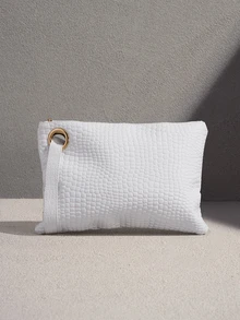 NobleVue Borsa quadrata con stampa coccodrillo - Bianco - Visualizzare 1