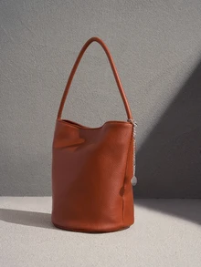 NobleVue 2026 Spring New Large Capacity Litchi Grain Bucket Bag, Comes With Various Accessories, Can Be Used As Shoulder Bag, Underarm Bag, Handbag, Business Lady Casual Fashion Daily Commute Bag, Suitable For Work, Shopping, Dating, Travel, College Students And Other Occasions, Women Handbag, Daily Use. - Brown - View 2