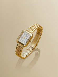 NobleVue 1款创意女士罗马数字小表盘方形金属链石英钢表带手表，适合返校、日常搭配、生日、女士礼物、周年纪念日、光棍节、母亲节及其他节日礼物，不含礼盒 - 香檳色 - 查看 1