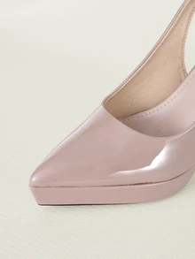 Clariva Talons hauts à bout pointu kaki avec talon épais, mode et minimaliste, élégants et confortables pour le travail, les fêtes, les occasions formelles du printemps/été - Kaki - Voir 5