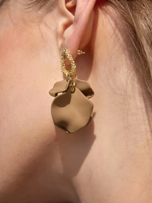 Petal Drop Earrings Wedding - Coffee Brown - View 4