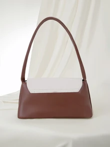Clariva Borsa a tracolla da donna in stile retrò in pelle PU morbida con decorazione in metallo a forma di conchiglia, borsa a spalla, nuova piccola borsa quadrata da donna - Caffè Marrone - Visualizzare 2