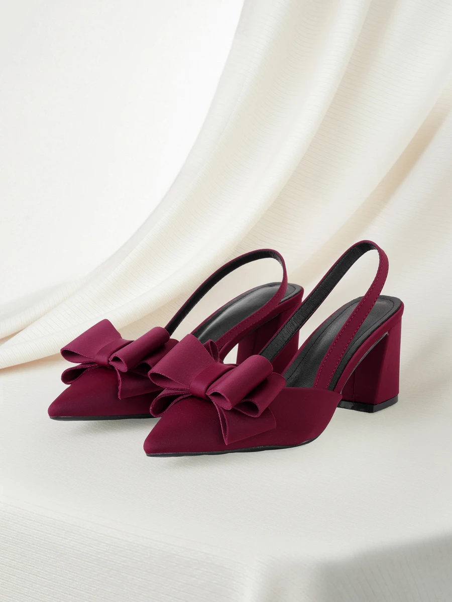Clariva Elegant Sexy High Heel Shoes With Bow Decor, Pointed Toe, Comfortable For Party - View 1