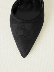 Clariva 天鹅绒红色新娘婚鞋，新款蝴蝶结仿珍珠高跟鞋，适合搭配旗袍和婚纱，优雅，适合派对，细高跟鞋 - 黑色 - 查看 4