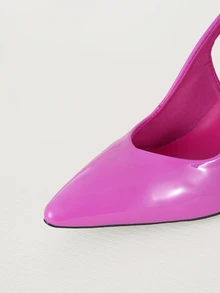 Clariva Women's Pointed Toe Kitten Heel Slip-On Sandals - Hot Pink - View 5