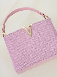 Clariva Shiny Bucket Bag Women Handbag, Versatile Shoulder Crossbody Bag, Fashionable For Commuting And Shopping - Pink - View 5