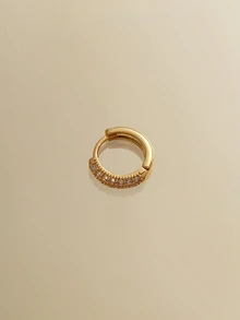 NobleVue 1 par de pendientes de circonita cúbica, pendientes pequeños de circonita cúbica color oro para perforación del cartílago, accesorios de joyería para bodas - Un par de aretes de diamantes de dos hileras. - Ver 5