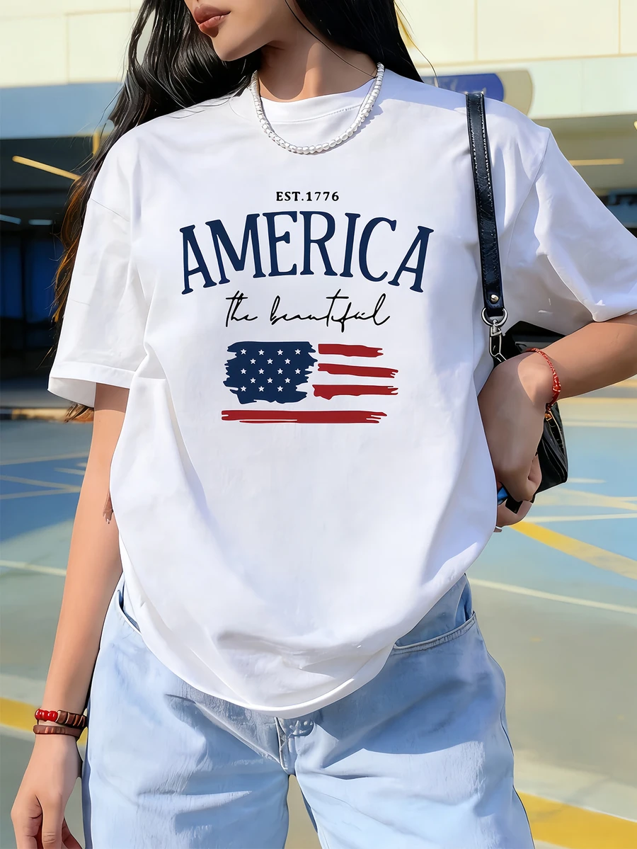 Áo thun ngắn tay mùa hè dành cho nữ, màu trắng, kiểu dáng thường ngày, hàng mới về. - trắng - Xem 1