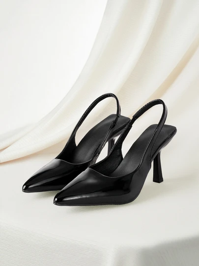 Clariva 女士露跟小猫跟鞋，尖头漆皮细高跟鞋，红色新娘婚礼宾客鞋，百搭精致后系带凉鞋