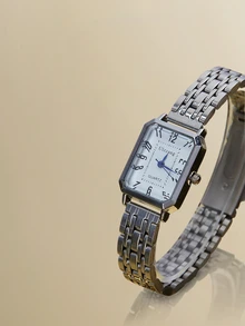 NobleVue 1件创意女士罗马数字小表盘方形金属链石英表，适合返校、日常搭配、生日、女士礼物、周年纪念日、光棍节、母亲节及其他节日，不含礼盒 - 銀色 - 查看 5