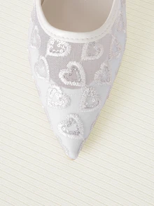 Clariva Women's Pointed Toe Kitten Heel Slip-On Sandals - White - View 4
