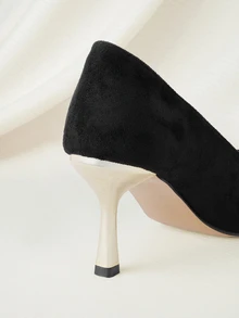 Clariva New Stylish Women Mid Heel Pointed Toe High Heels, Fashion Versatile Pumps - Black - View 4