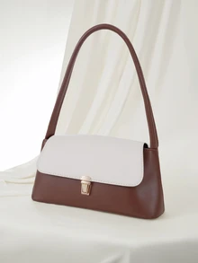 Clariva Borsa a tracolla da donna in stile retrò in pelle PU morbida con decorazione in metallo a forma di conchiglia, borsa a spalla, nuova piccola borsa quadrata da donna - Caffè Marrone - Visualizzare 3