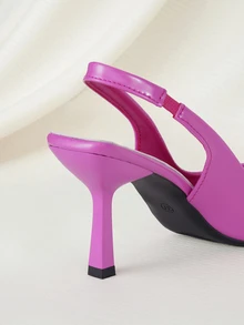 Clariva Women's Pointed Toe Kitten Heel Slip-On Sandals - Hot Pink - View 3