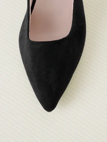 Clariva Women's Spring High Heels, Fashionable Versatile Work Shoes, French Style Summer Sandals - Black Suede - View 4