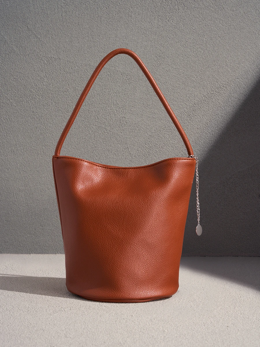 NobleVue 2026 Spring New Large Capacity Litchi Grain Bucket Bag, Comes With Various Accessories, Can Be Used As Shoulder Bag, Underarm Bag, Handbag, Business Lady Casual Fashion Daily Commute Bag, Suitable For Work, Shopping, Dating, Travel, College Students And Other Occasions, Women Handbag, Daily Use. - Brown - View 1